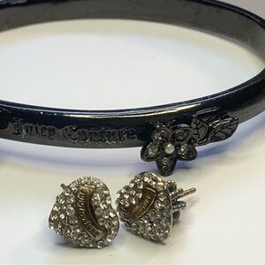 Juicy Couture Black Bangle and Heart Earrings Set